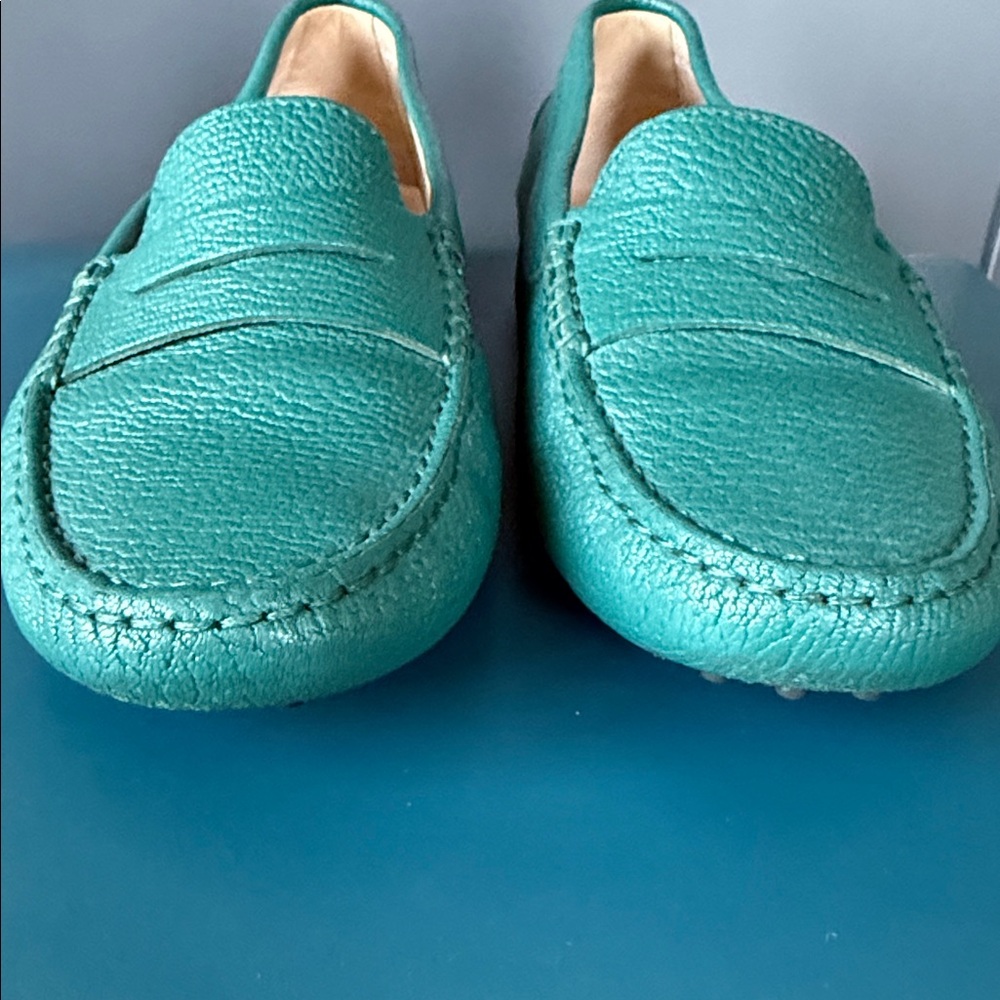 Tod's Gommino Classic Driving Shoe Leather Penny Loafers in Teal Sz 39 - Picture 7 of 13